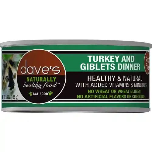 Dave's Naturally Healthy Grain Free Turkey & Giblets Dinner Canned Cat Food 5.5-oz