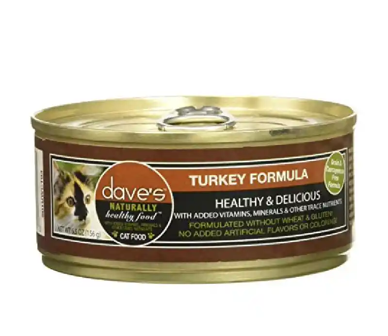 Dave's Cat Food Naturally Healthy Grain-free Turkey Formula Canned Cat Food 5.5-oz