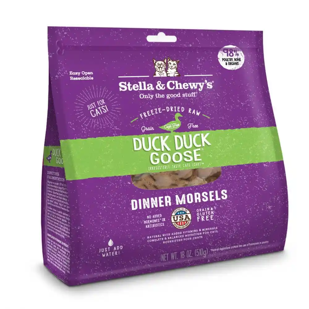 Dinner Morsels Duck Goose Grain Free Freeze Dried Raw Cat Food 3.5-oz