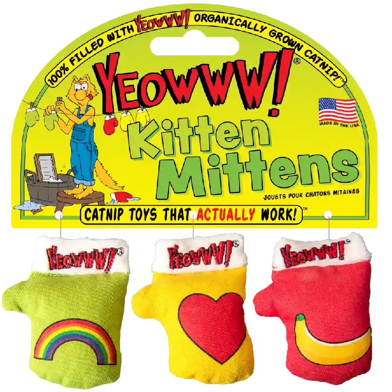 YEOW CATNIP KITTEN MITTENS 3PK