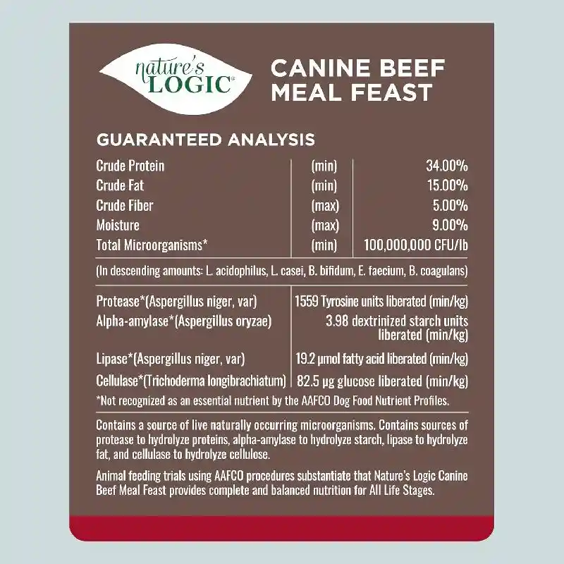 Nature's Logic Dry Kibble Dog Food, Bf 25-lb