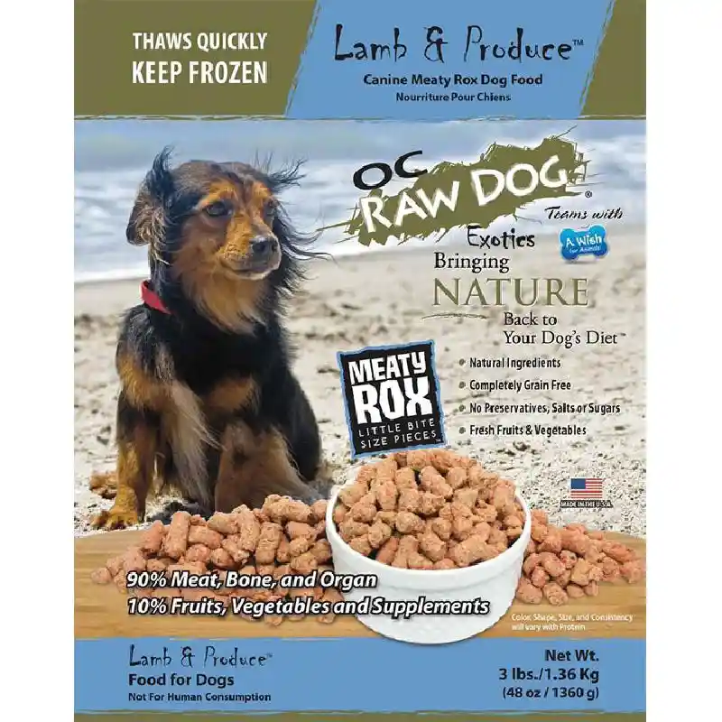 OC Raw Dog Food: Lamb & Produce Meaty Rox 3lb