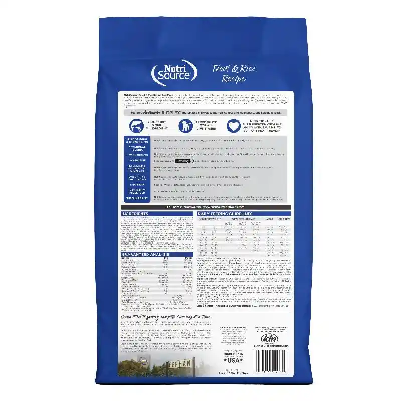 Nutrisource Dog: Trout & Rice 26lb
