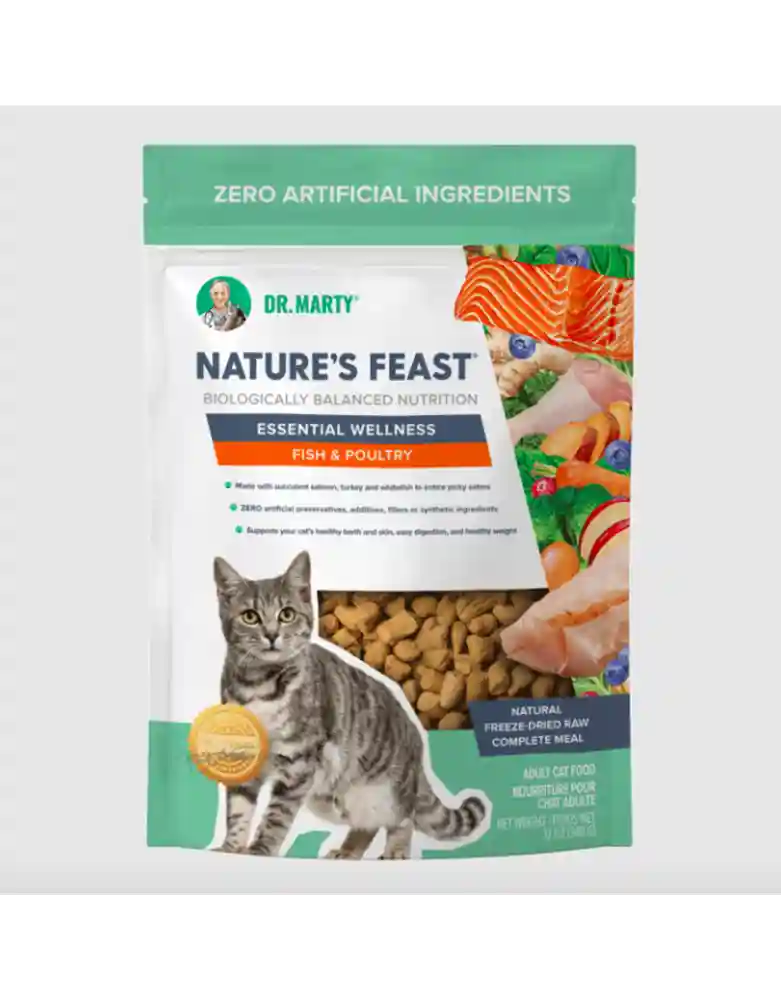 Dr. Marty Nature's Feast Essential Wellness Beef, Salmon & Poultry Freeze-dried Cat Food 5.5-oz