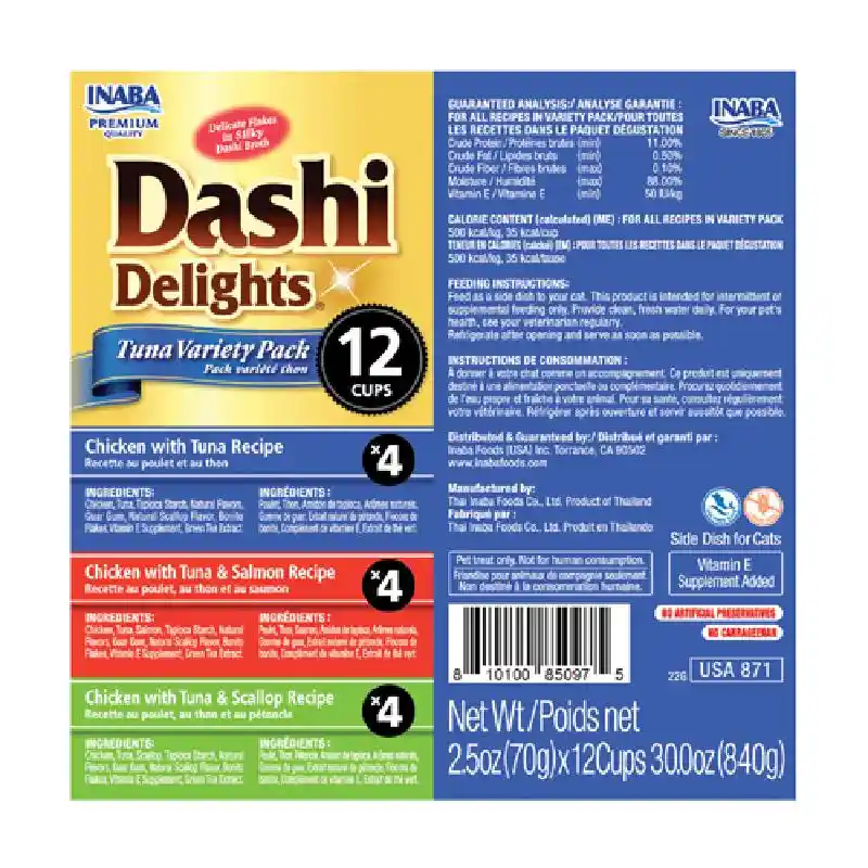 Inaba Cat Treat Dashi Delights Tuna 12 Ct Variety Box