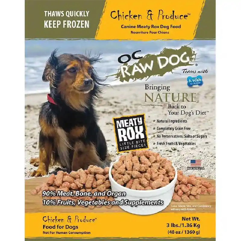 OC Raw Dog Food: Chicken & Produce Meaty Rox 3lb