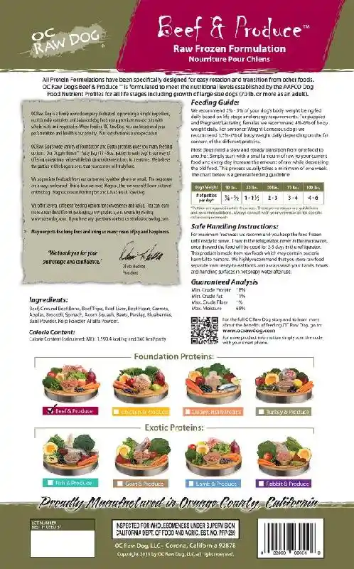 OC Raw Dog Food: Beef & Produce Patties 6lb