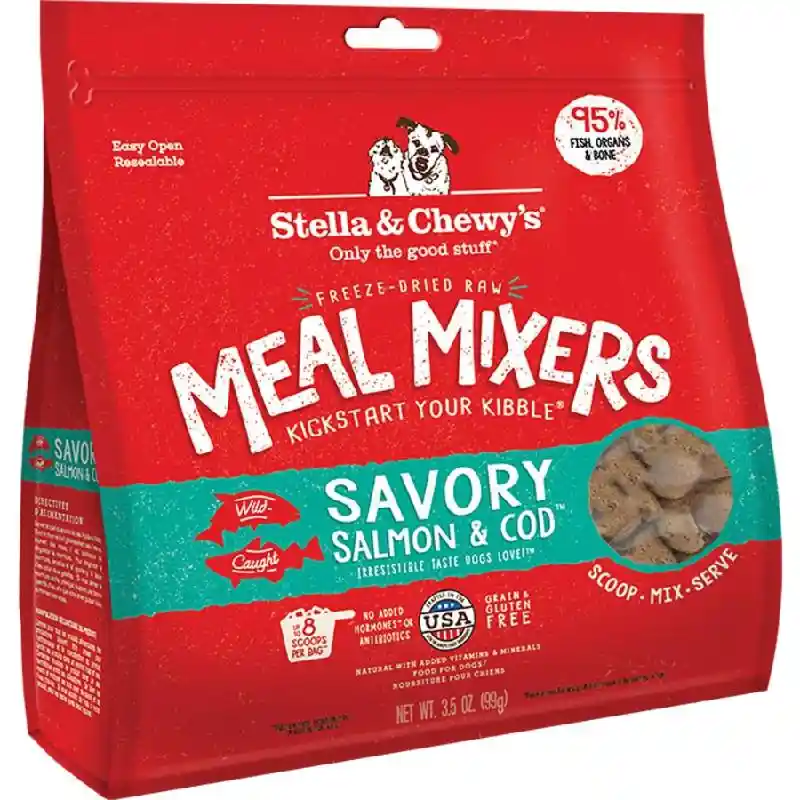 Meal Mixers Freeze Dried Raw Savory Salmon & Cod Grain Free Dog Food Topper 3.5-oz