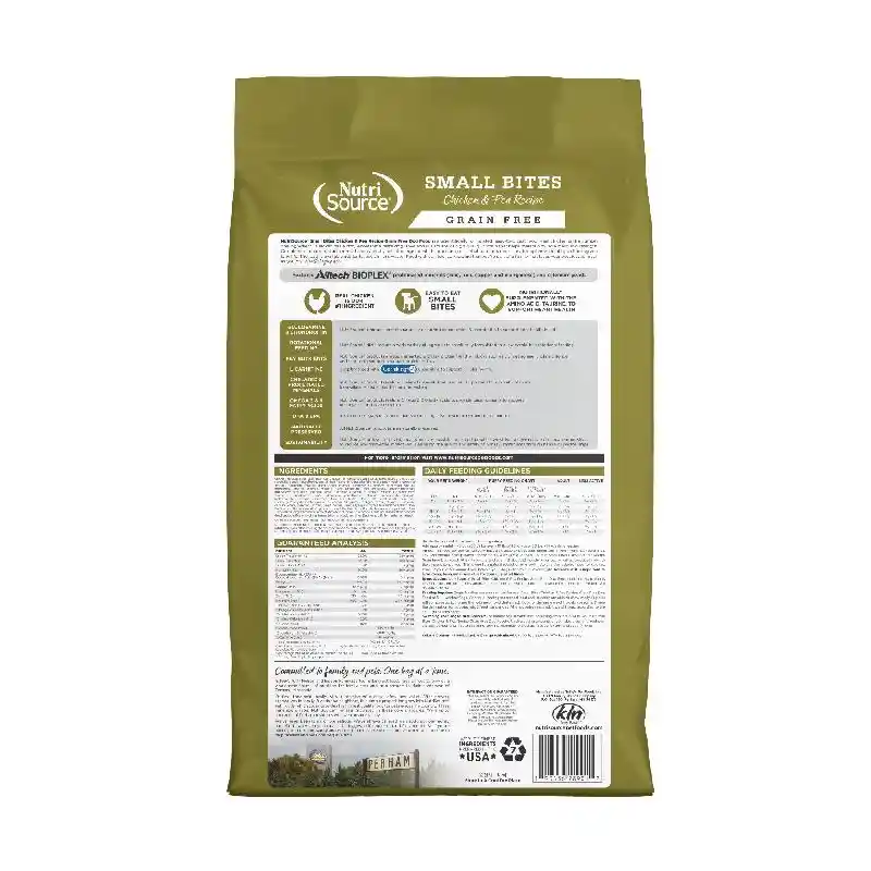 Nutrisource Small Bites: Grain Free Chicken & Pea 12lb