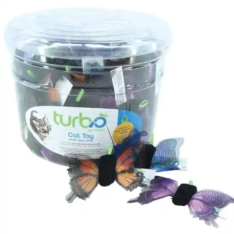 Turbo Bulk Cat Toy Bin With Lime Loop, Butterfly W/ Shimmering Wings, One Size