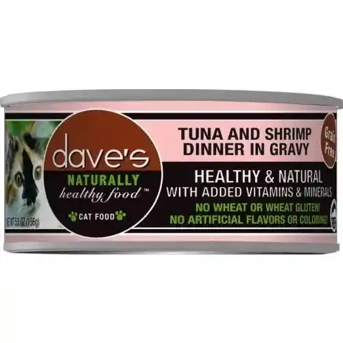 Dave's Cat Food Naturally Healthy Grain-free Grilled Tuna & Shrimp Dinner In Gravy Canned Cat Food 5