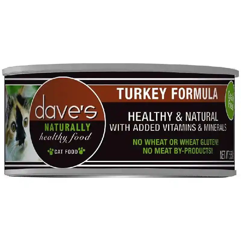 Dave's Cat Food Naturally Healthy Grain-free Turkey Formula Canned Cat Food 5.5-oz