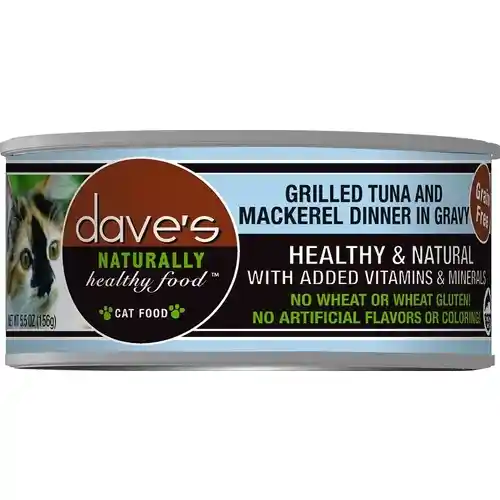 Dave's Cat Food Naturally Healthy Grain-free Grilled Tuna & Mackerel Dinner In Gravy Canned Cat Food