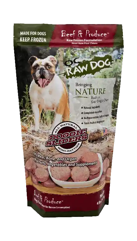 OC Raw Dog Food: Beef & Produce Sliders 4lb