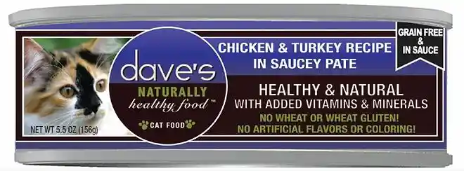 Dave's Pet Food Chicken & Turkey Recipe In Saucey Paté Wet Cat Food 5.5-oz