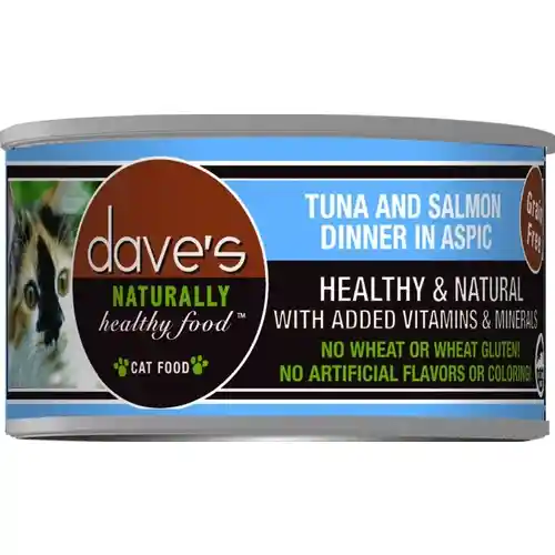 Dave's Cat Food Naturally Healthy Grain-free Tuna & Salmon Dinner In Aspic Canned Cat Food 3-oz
