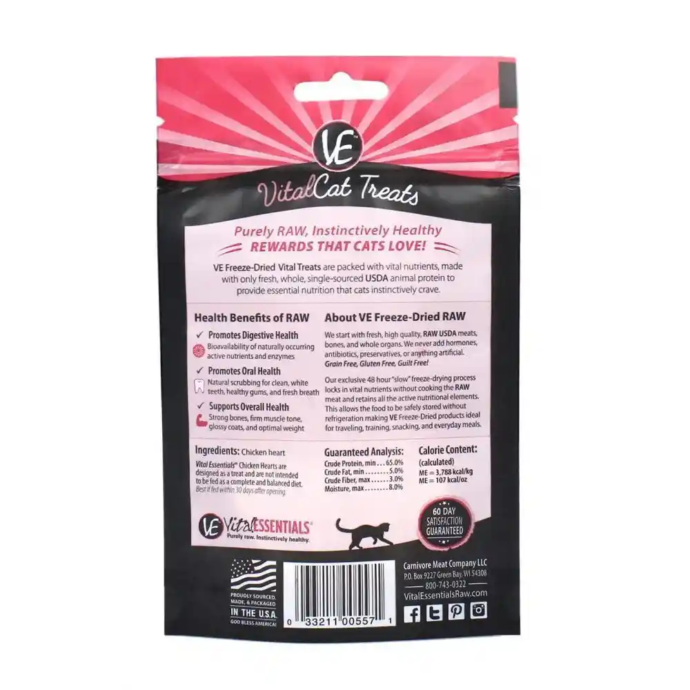 VE FRZ DRD CAT TRT CHICKEN HEARTS .8OZ