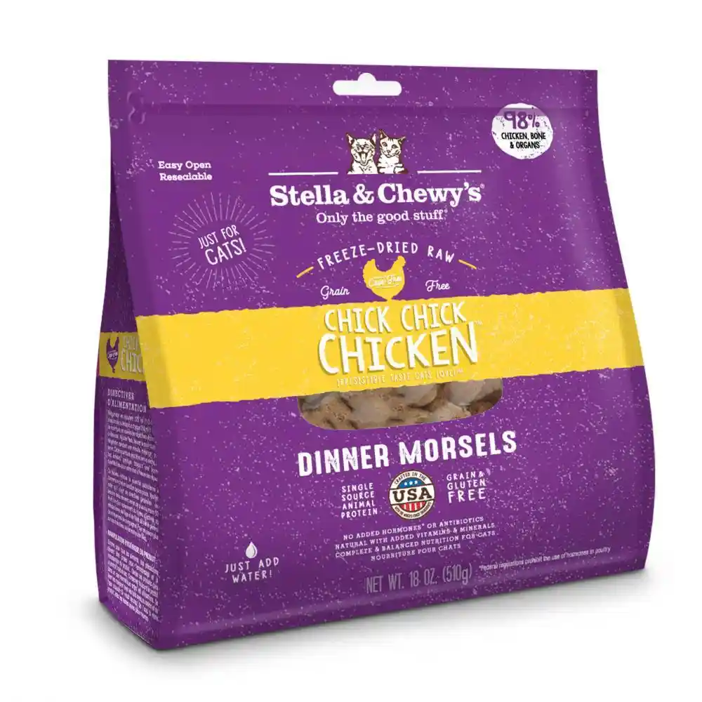 Dinner Morsels Grain Free Chick Chicken Freeze Dried Raw Cat Food 18-oz