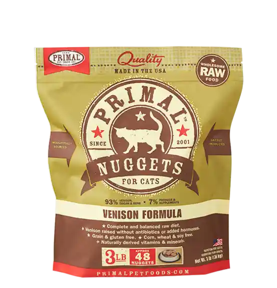 Primal Cat Frozen Raw: Venison Nuggets 3lb