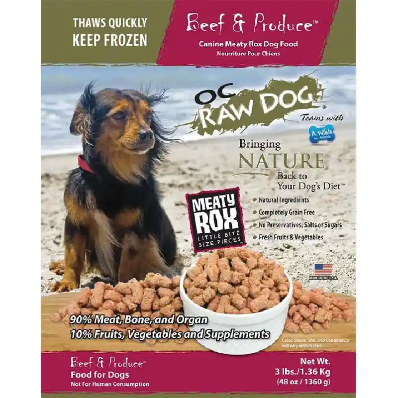 OC Raw Dog Food: Beef & Produce Meaty Rox 3lb