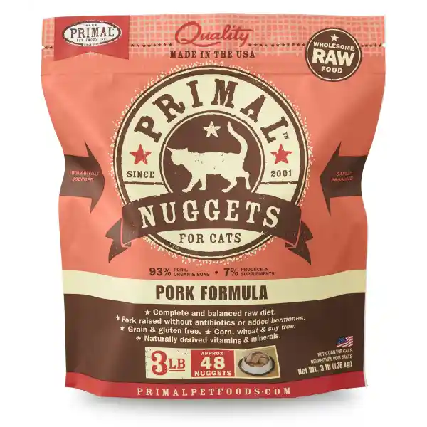 Primal Cat Frozen Raw: Pork Nuggets 3lb