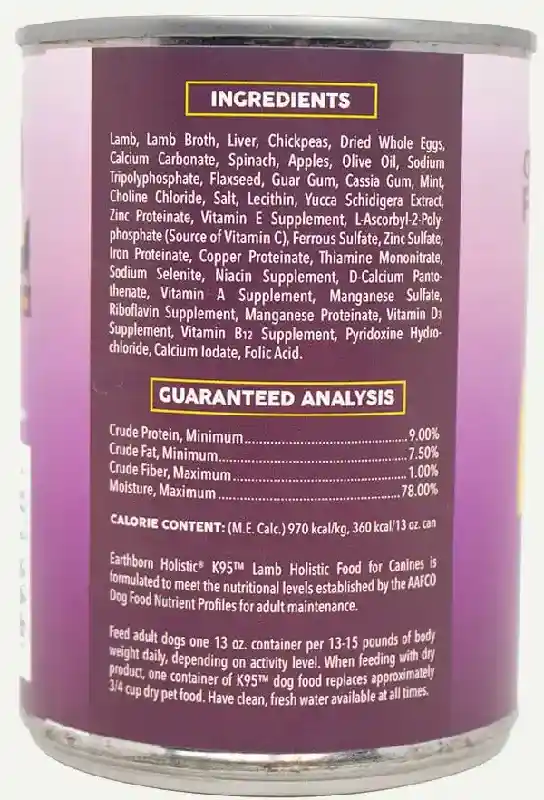 Earthborn Holistic Canned Dog Food Lamb 13oz