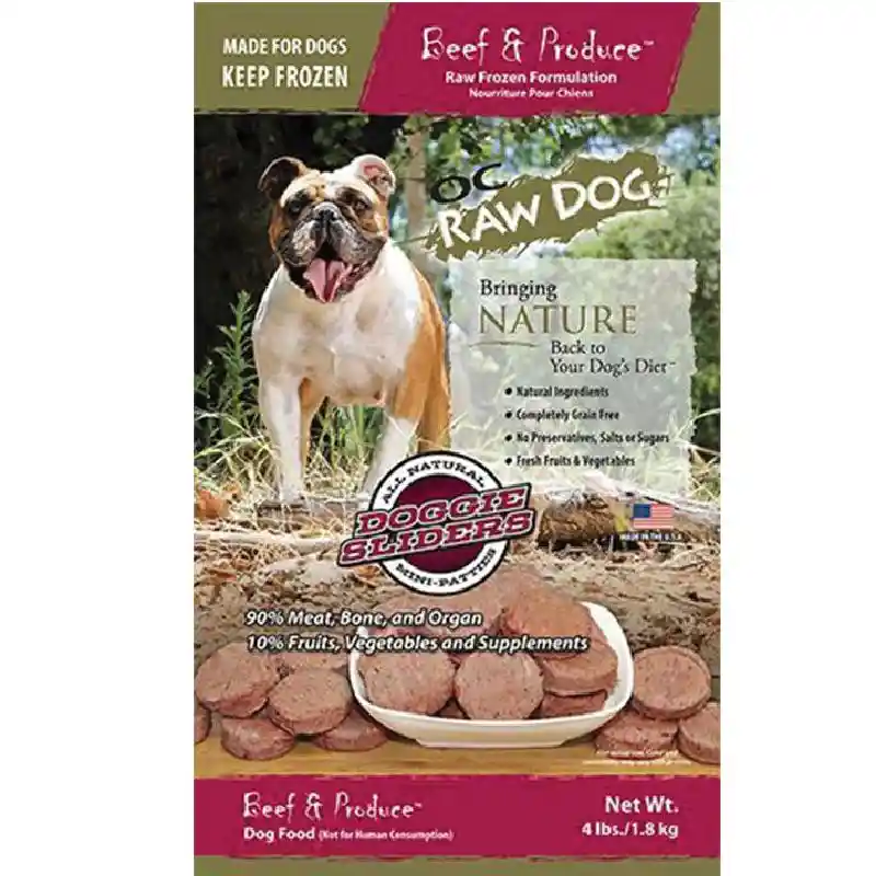 OC Raw Dog Food: Beef & Produce Sliders 4lb