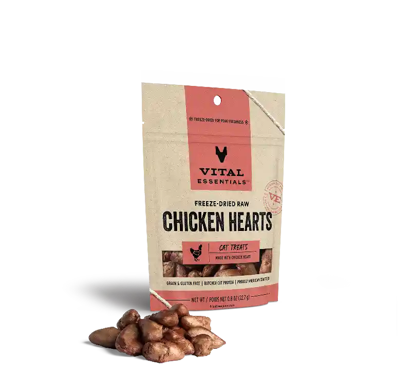 VE FRZ DRD CAT TRT CHICKEN HEARTS .8OZ