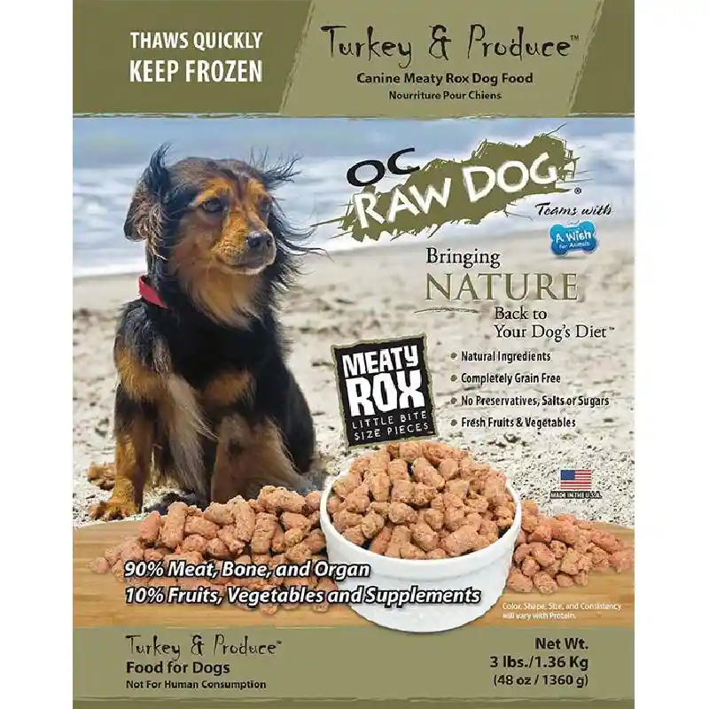 OC Raw Dog Food: Turkey & Produce Meaty Rox 3lb
