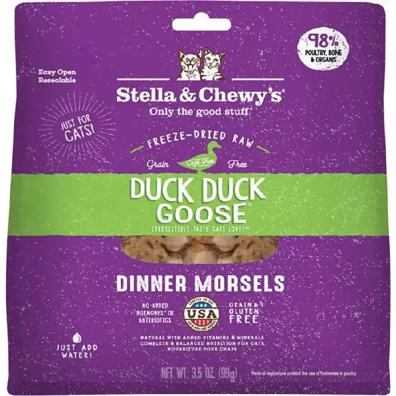 Dinner Morsels Duck Goose Grain Free Freeze Dried Raw Cat Food 3.5-oz