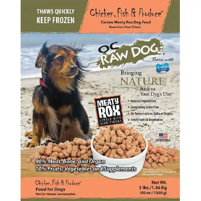 OC Raw Dog Food: Chicken, Fish & Produce Meaty Rox 3lb