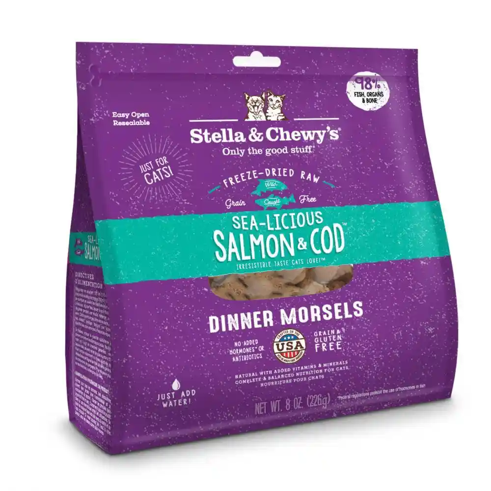 Dinner Morsels Sea-licious Salmon & Cod Grain Free Freeze Dried Raw Cat Food 8-oz