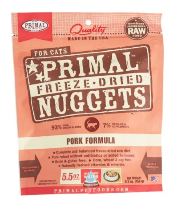 Primal Freeze-dried Nuggets Grain Free Pork Formula Complete Diet Cat Food 5.5-oz