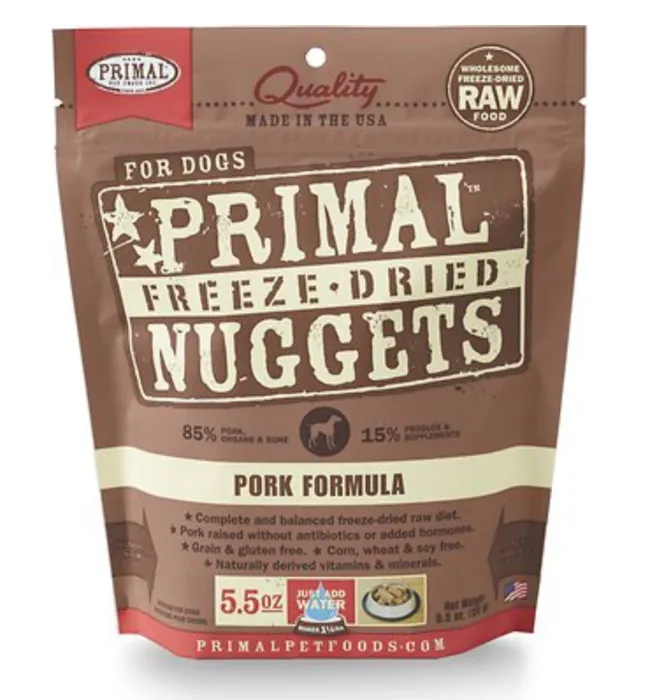 Freeze-dried Nuggets Grain Free Pork Formula Complete Diet Dog Food 5.5-oz