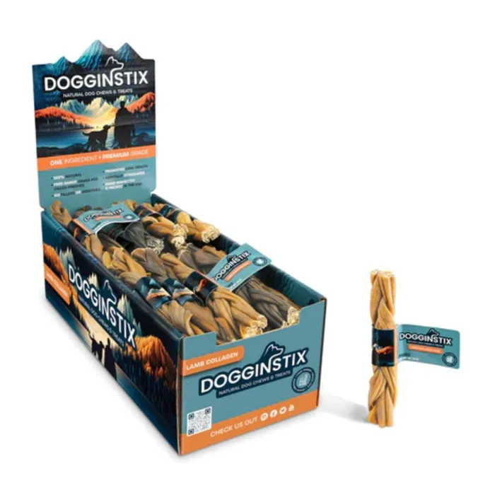 DOGGINSTIX LAMB COLLAGEN BRAID 6"