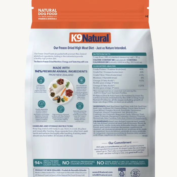 K9 NAT FRZ DRD HOKI BEEF 17.6OZ