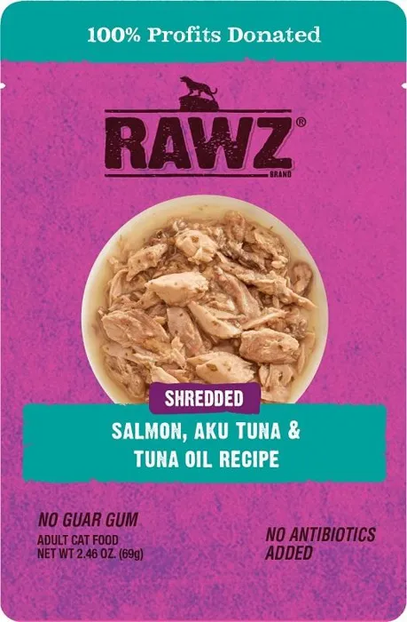 Rawz Shred Salmon/tuna Pouch Cat 6/8/2.46 Oz