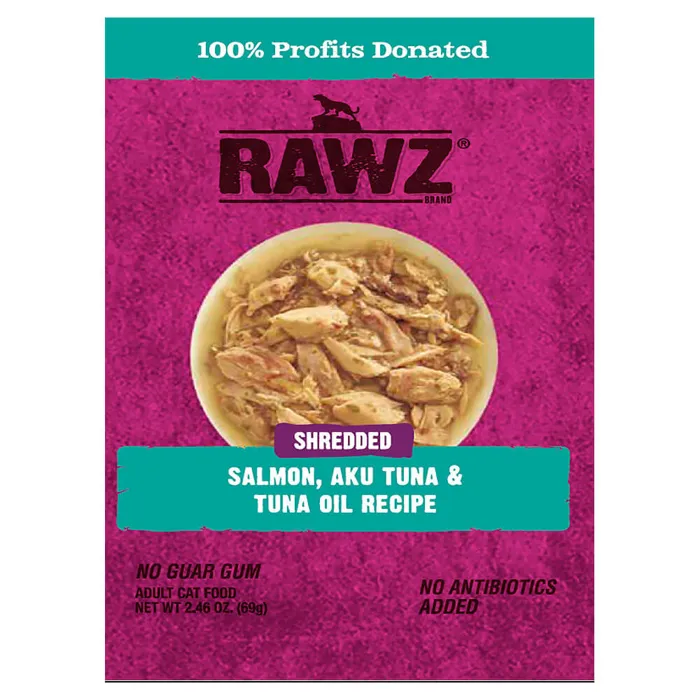 Rawz Shred Salmon/tuna Pouch Cat 6/8/2.46 Oz