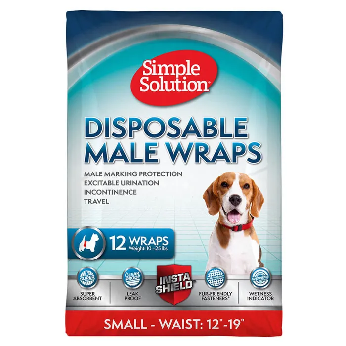 Simple Solution Disposable Male Wraps Small 12 Pk
