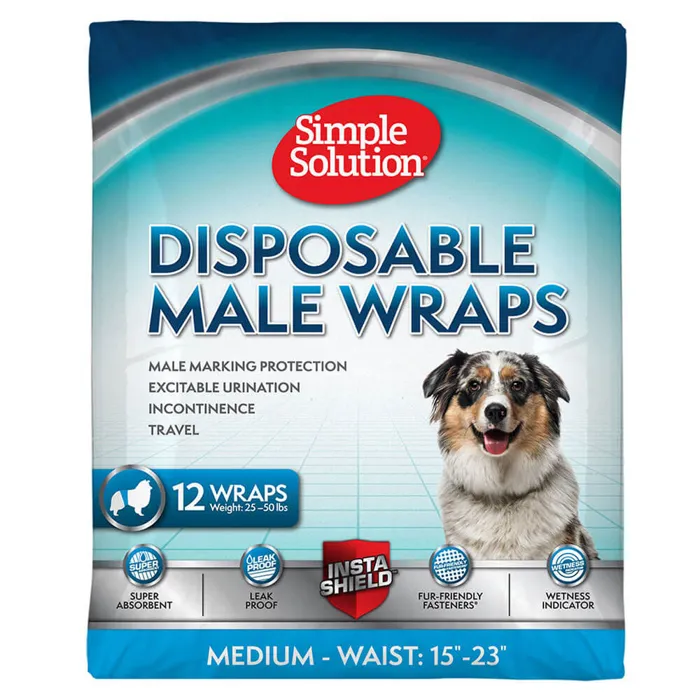 Simple Solution Disposable Male Wraps Medium 12 Pk
