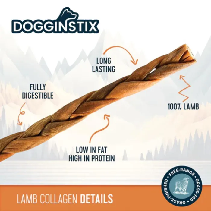 DOGGINSTIX LAMB COLLAGEN BRAID 6"