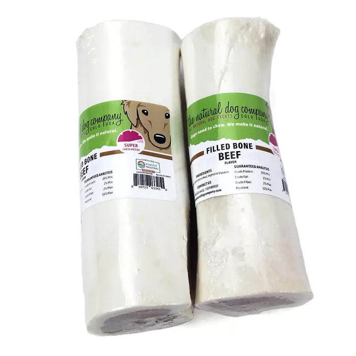 Tuesday's Natural Dog Company 5-inch beef filled bone packaged pair